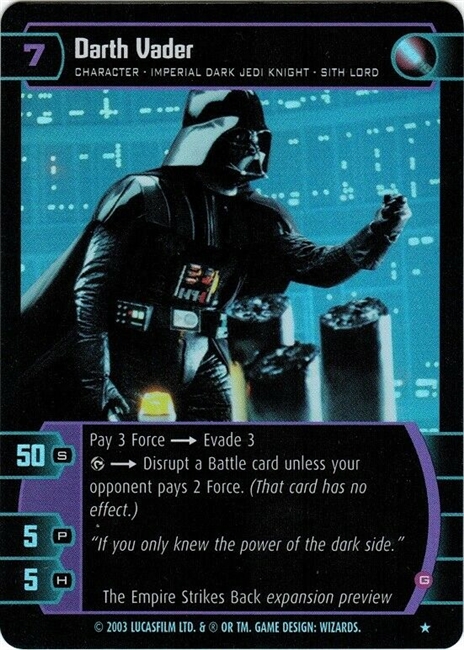 WOTC SWTCG Star Wars TCG Darth Vader Promo Foil (ESB Expansion Preview)